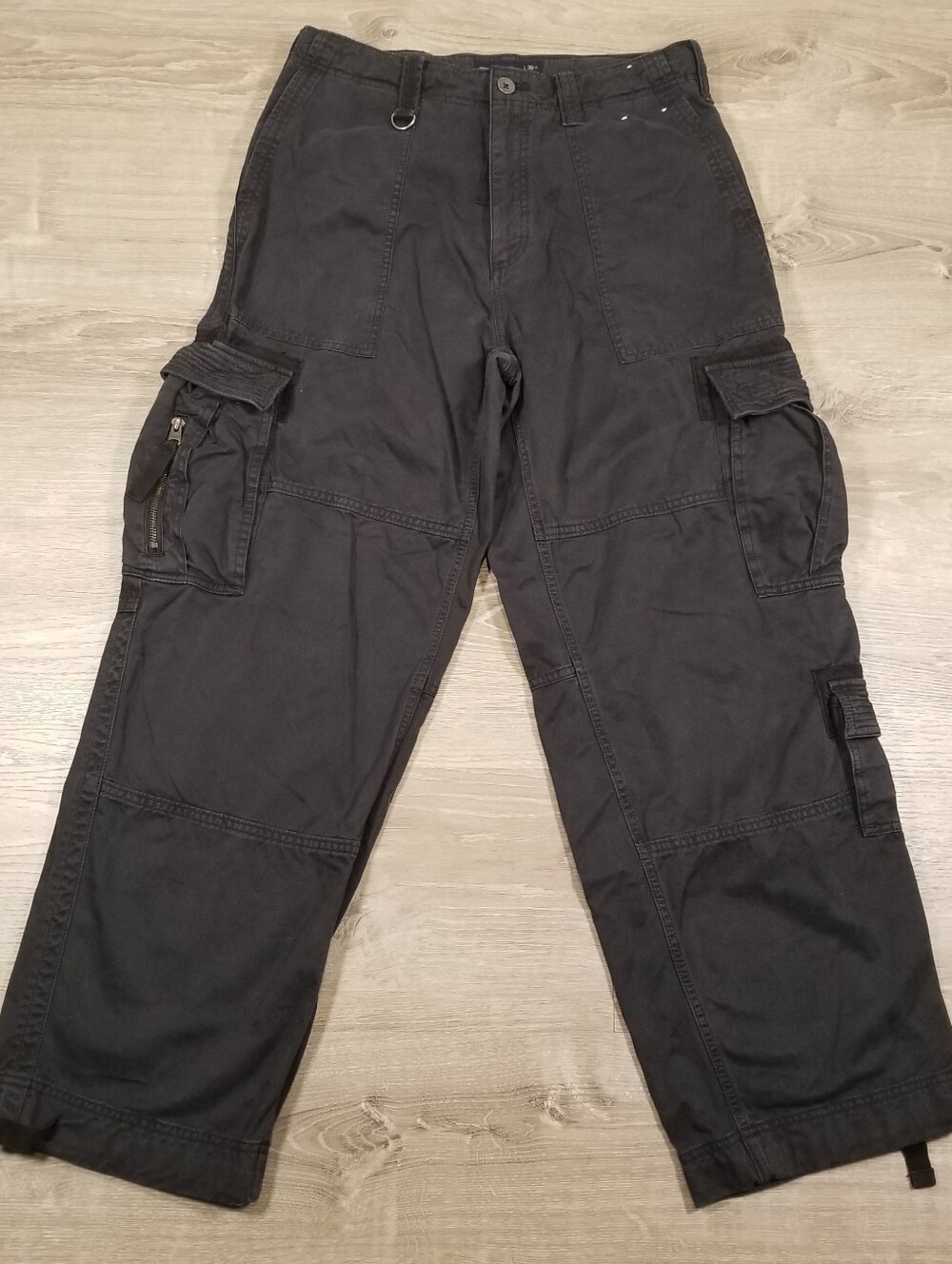 Vintage Y2K Abercrombie & Fitch Ultra Baggy Utility Cargo Pants Mens 30X32 Black
